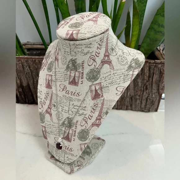 RMN Ruby Zirconia Pendant Necklace Silver Tone Chain Women’s Jewelry - Picture 2 of 9